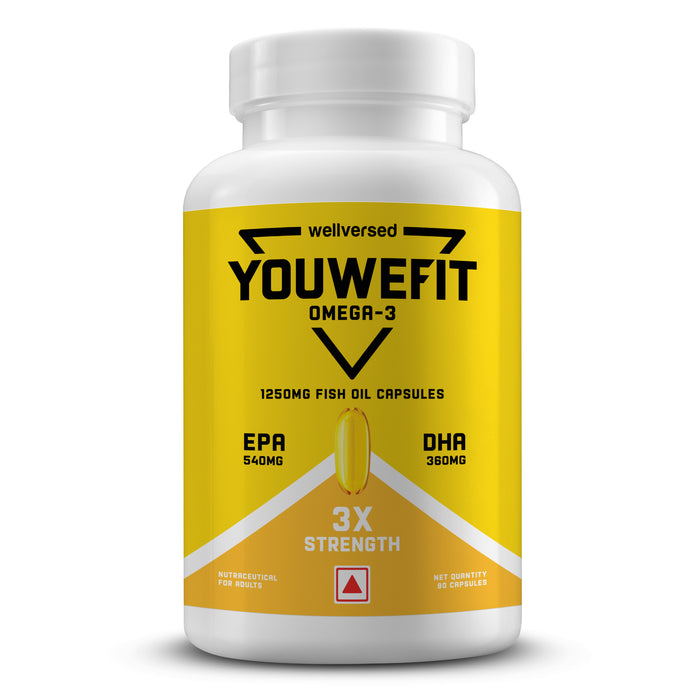 YouWeFit Omega-3 Fish Oil (90 Capsules), 1250mg