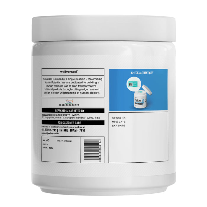 Wellcore - Pure Micronised Creatine Monohydrate (122g, 33 Servings) | Lab Tested | Fruit Fusion | Supports Athletic Performance and Power