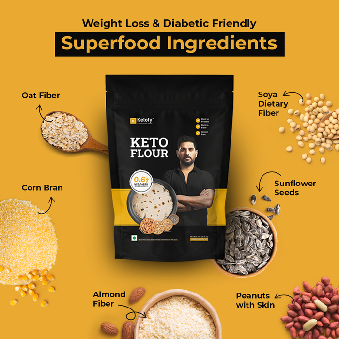 Ketofy - Keto Flour (5x1kg) | 0.6g Net Carb/Chapati | Sugar Control Atta | Helps Manage Weight | Ultra Low GI Keto Atta with Superfood Ingredients - Sunflower Seeds, Almonds | Gluten Free Atta