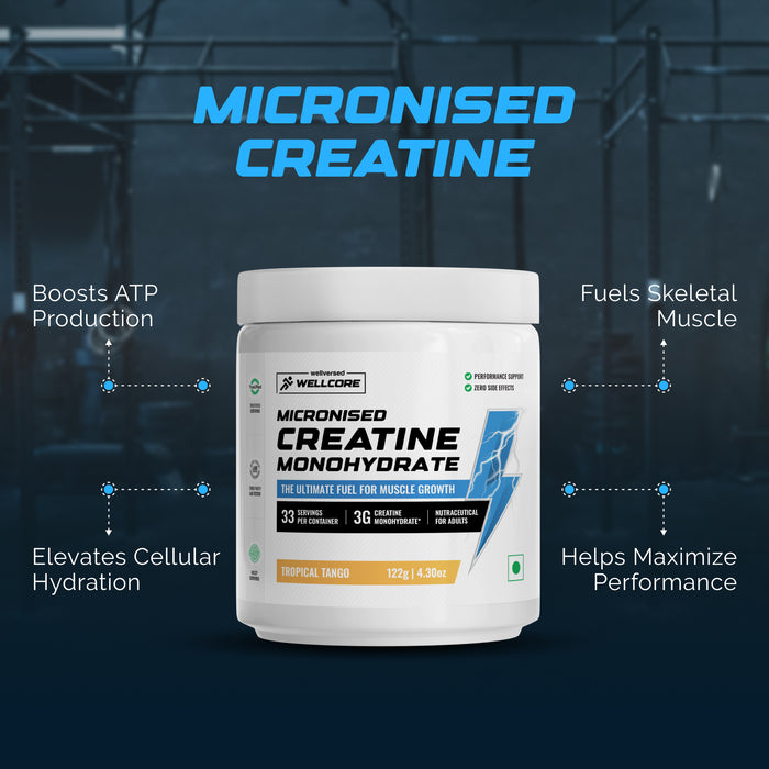 Wellcore Creatine Monohydrate (Tropical Tango, 33 Servings) + YouWeFit Omega-3 Triple Strength Fish Oil (1250mg, 30 Capsules)