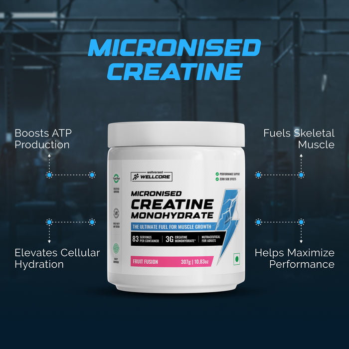 Wellcore Creatine Monohydrate (Fruit Fusion, 83 Servings) + YouWeFit Omega-3 Triple Strength Fish Oil (1250mg, 30 Capsules)