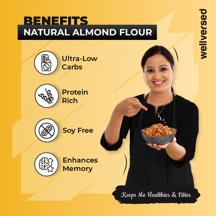 Ketofy - Almond Flour (500g) | Almond Powder with Skin | Adds Rich Texture and Taste to Baked Goods | 4g Net Carbs | Ultra Low GI & Gluten Free Atta