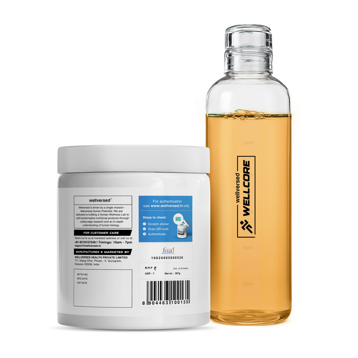 Wellcore - Micronised Creatine Monohydrate (83 Servings, Tropical Tango) + Premium Glass Bottle