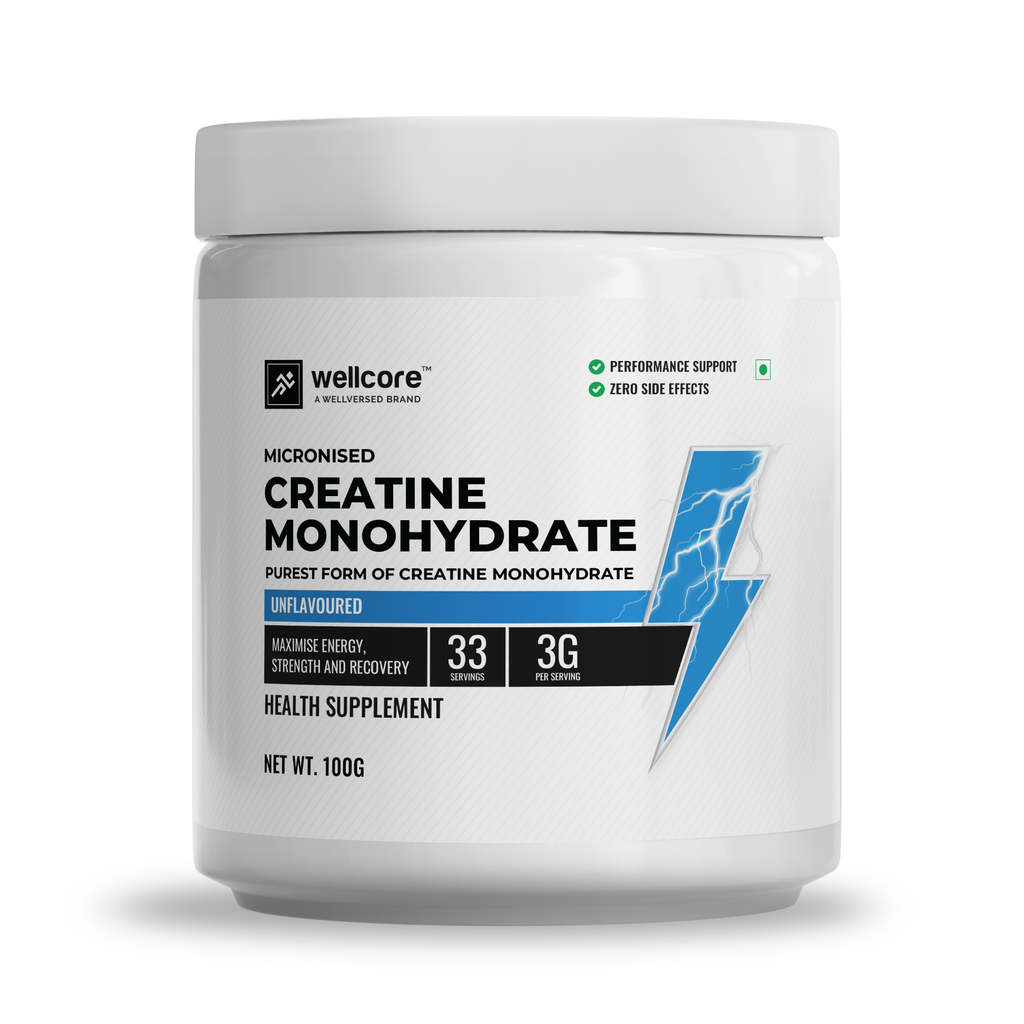 Wellcore - Micronised Creatine Monohydrate (100g, 33 Servings) | 100% Pure Creatine | Unflavored | Supports Athletic Performance and Power