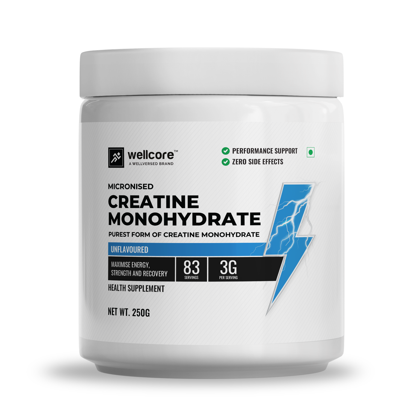 Wellcore - Micronised Creatine Monohydrate (250g, 83 Servings) | 100% ...