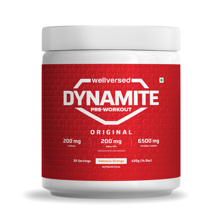 Dynamite Pre-Workout (420g, 30 Servings) | Valencia Orange | Pre-Workout For Men & Women With 200mg Alpha GPC | 200mg Caffeine | 6500mg Citrulline Complex | 1000mg Creatine