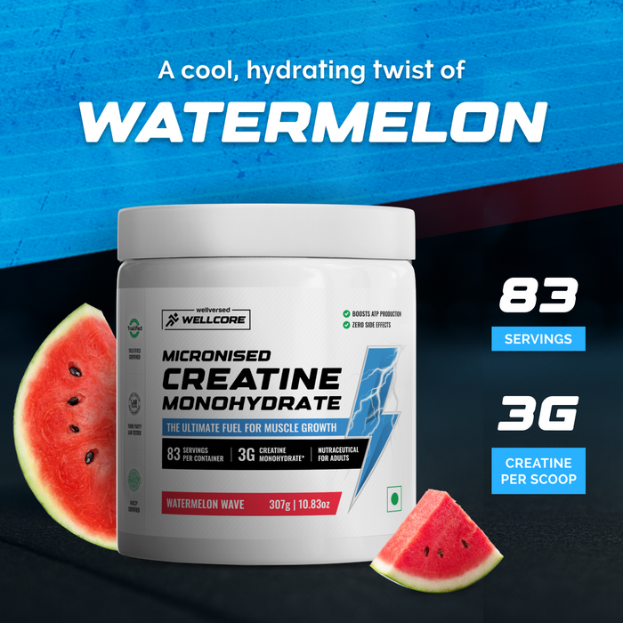 Wellcore - Pure Micronised Creatine Monohydrate | Watermelon Wave (307g, 83 servings)