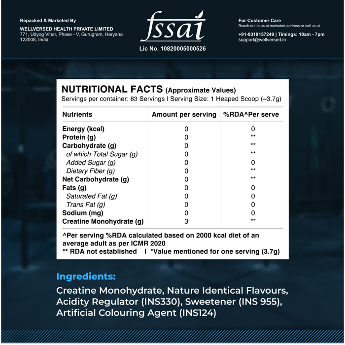 Wellcore - Pure Micronised Creatine Monohydrate | Watermelon Wave (307g, 83 servings)