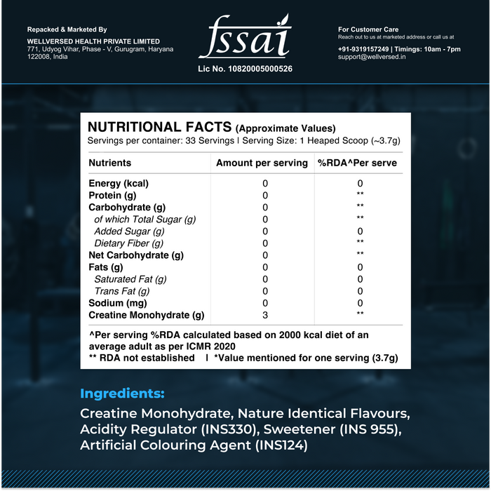Wellcore - Pure Micronised Creatine Monohydrate | Watermelon Wave (122g, 33 servings)