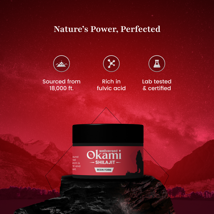 Okami Himalayan Shilajit Resin - 20g | Performance and Stamina Booster | 100% Ayurvedic | Lab Tested | For Men & Women