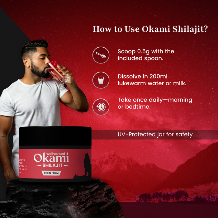 Okami Himalayan Shilajit Resin - 20g | Performance and Stamina Booster | 100% Ayurvedic | Lab Tested | For Men & Women