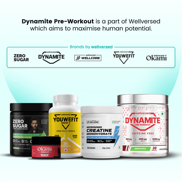 Dynamite Pre-Workout Caffeine Free (390g, 30 Servs) | Green Apple