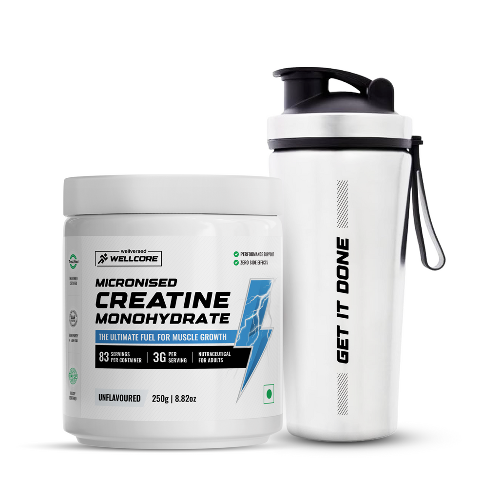 Wellcore Micronised Creatine Monohydrate 83 Servings + Steel Shaker