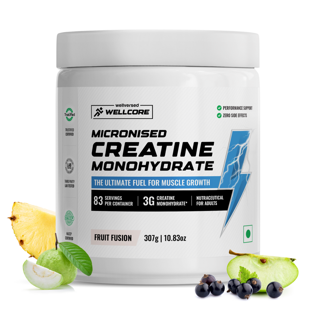 Wellcore - Pure Micronised Creatine Monohydrate (307g, 83 Servings) | Lab Tested | Fruit Fusion | Supports Athletic Performance and Power