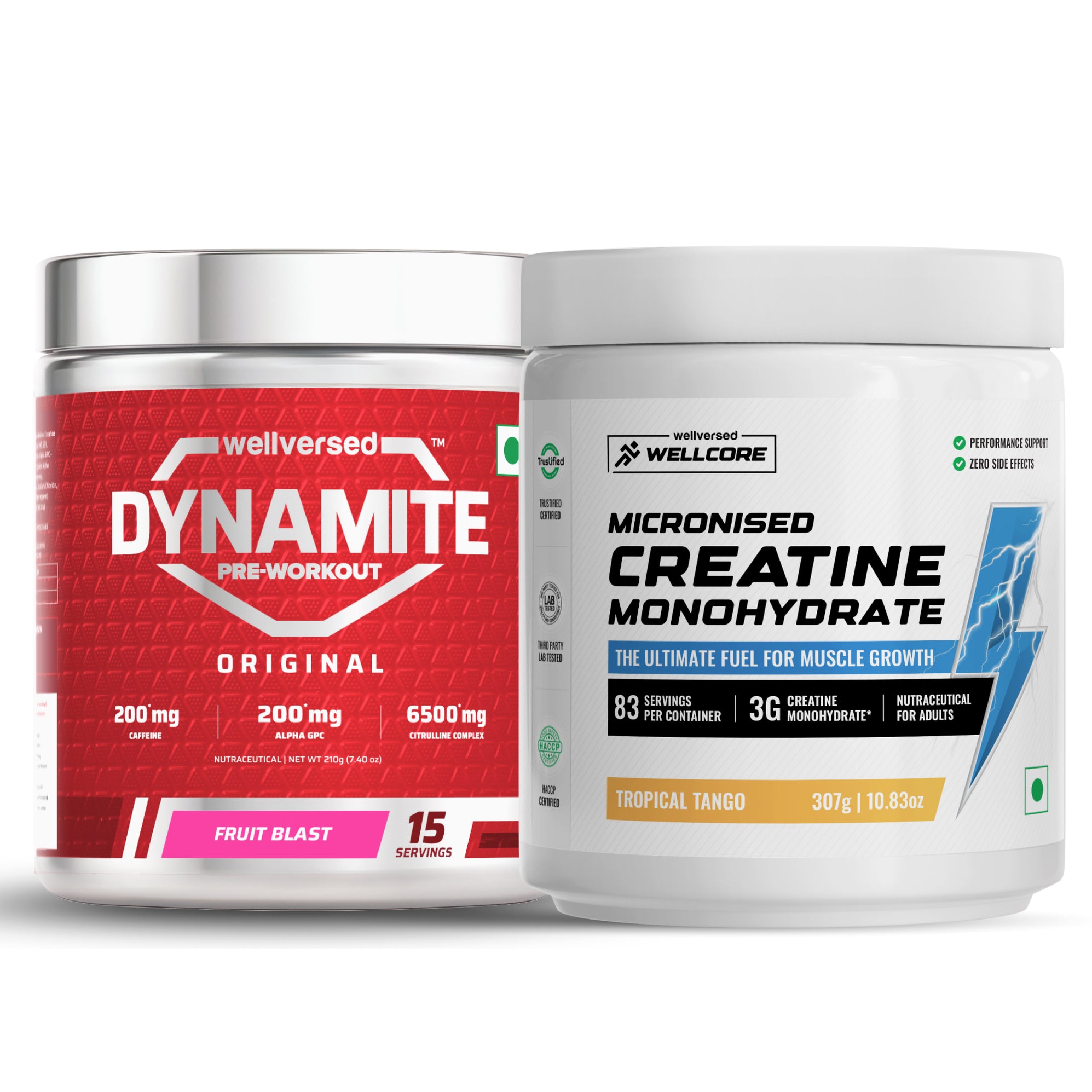 Wellcore Creatine Monohydrate (307g, 83 Servings) & Dynamite Pre ...