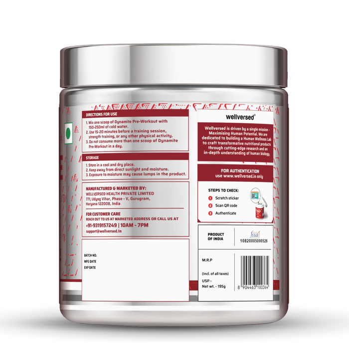 Dynamite Pre-Workout Caffeine Free (195g, 15 Servs) | Green Apple