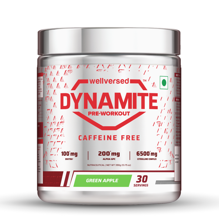 Dynamite Pre-Workout Caffeine Free (390g, 30 Servs) | Green Apple