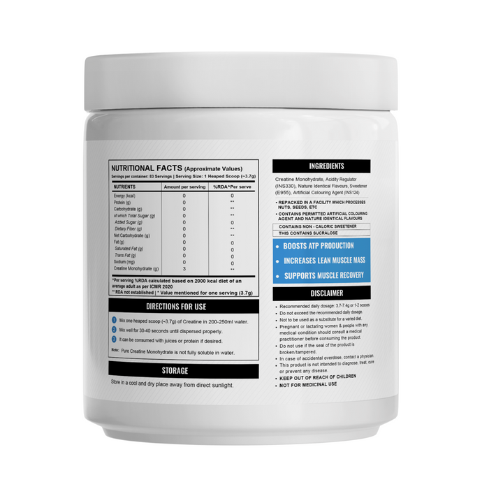 Wellcore - Pure Micronised Creatine Monohydrate (307g, 83 Servings) | Lab Tested | Fruit Fusion | Supports Athletic Performance and Power