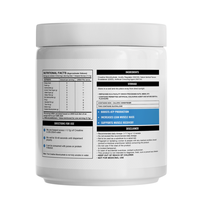 Wellcore - Pure Micronised Creatine Monohydrate (122g, 33 Servings) | Lab Tested | Fruit Fusion | Supports Athletic Performance and Power