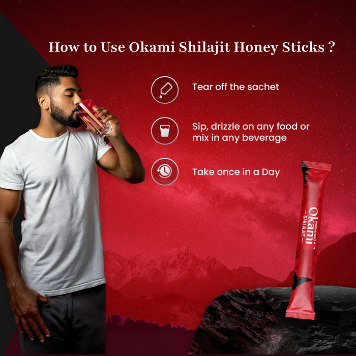 Okami Himalayan Shilajit Honey Sticks | 500mg Shilajit/Stick