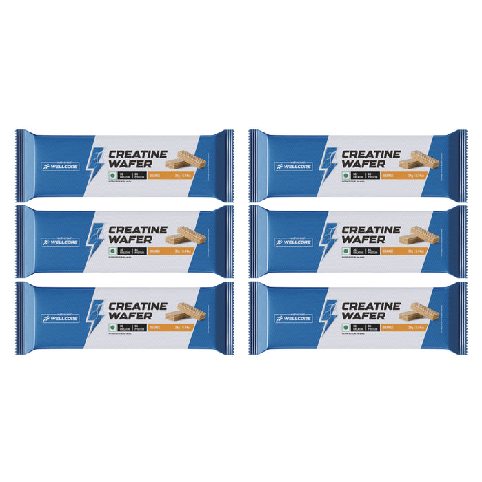 Wellcore - Creatine Wafer Bar | Orange Flavour (Pack of 6)