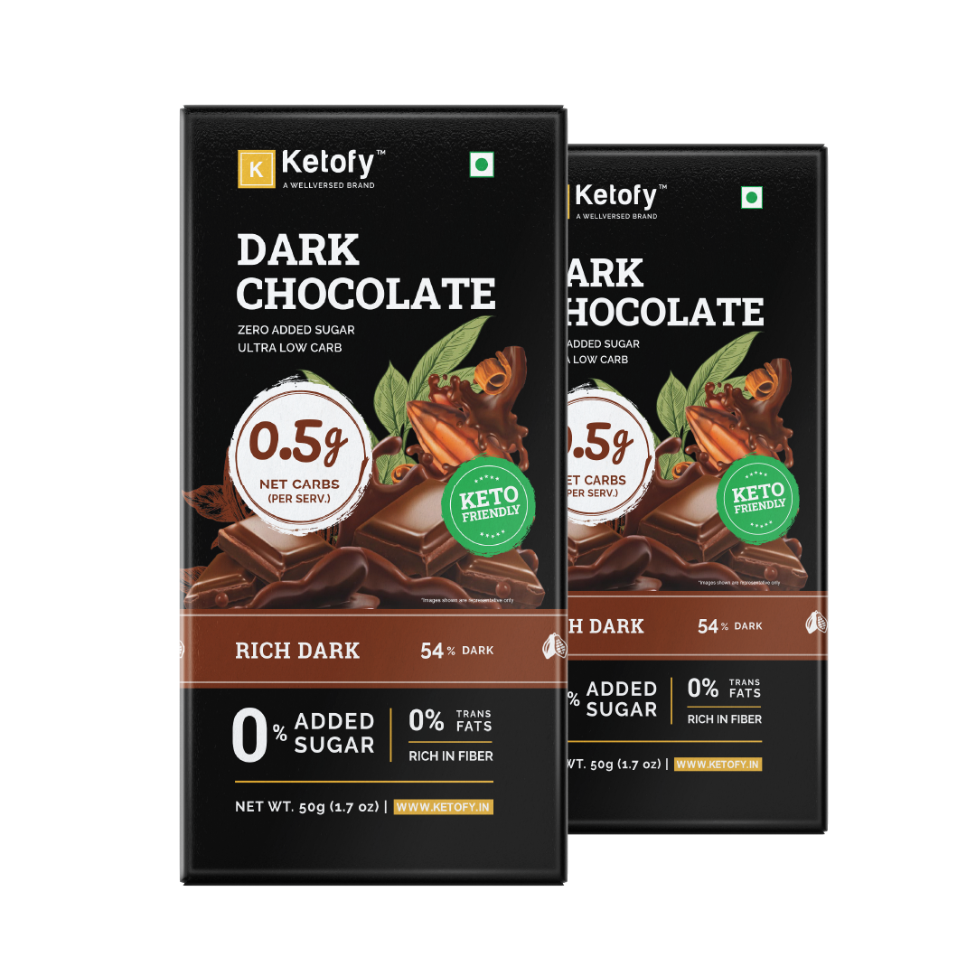 Ketofy - Dark Chocolate (2*50g) | Sugar Free | Rich Texture, Indulgent Taste | Vegan Chocolate Bar | Keto Chocolate | Chocolates for Kids & Adults