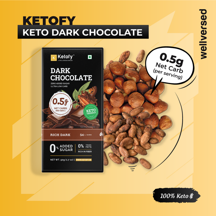 Ketofy - Dark Chocolate (2*50g) | Sugar Free | Rich Texture, Indulgent Taste | Vegan Chocolate Bar | Keto Chocolate | Chocolates for Kids & Adults