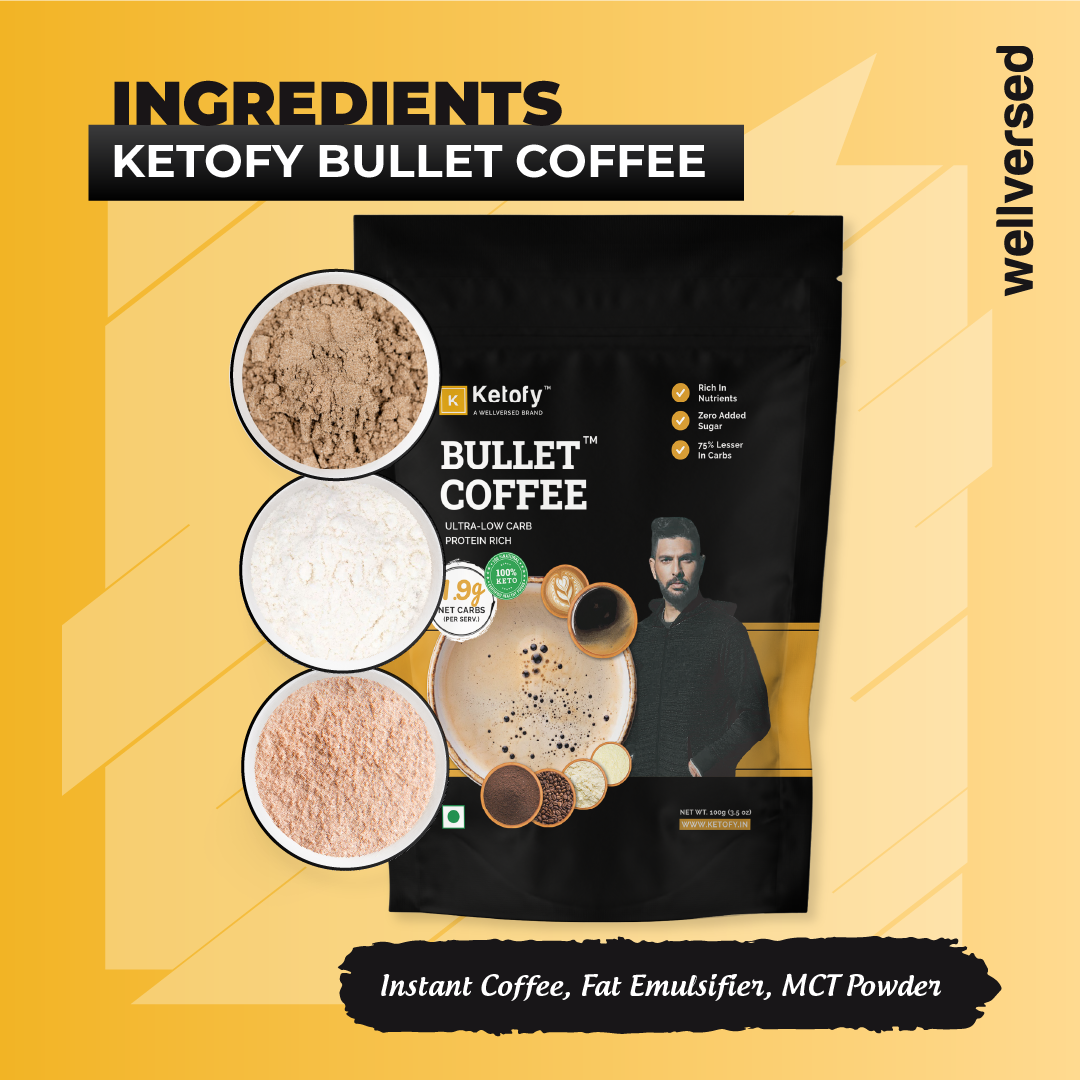 Ketofy - Bullet Coffee Mix (2*100g) | MCT Enriched Instant Soluble Coffee Beverage | MCT Keto Coffee Powder | Instant Keto Coffee Powder | Sugarfree