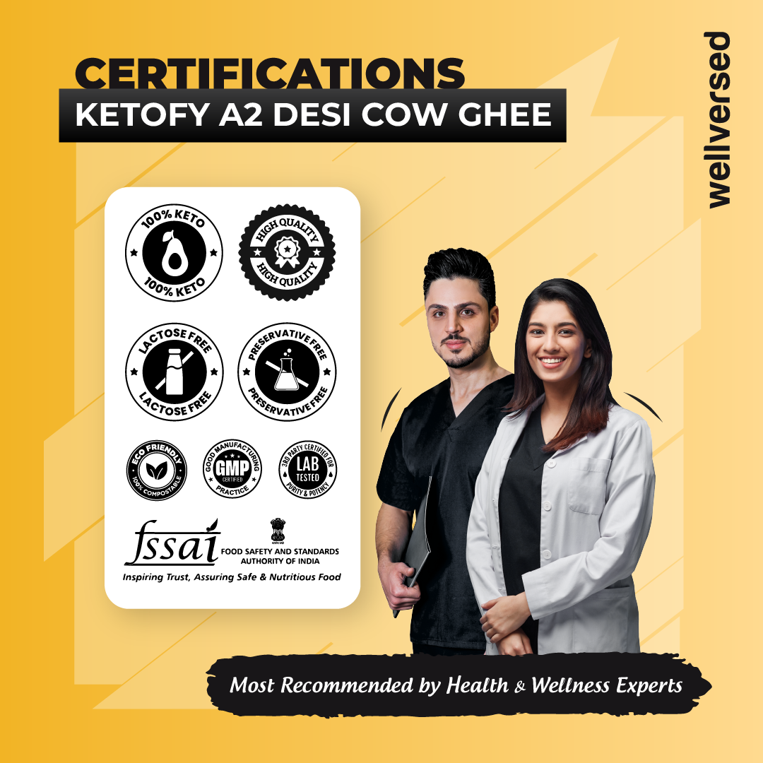 Ketofy - A2 Desi Cow Ghee (1kg) | Traditional Bilona Method | Healthy and Pure | Easily Digestible | Healing and Nourishing A2 Kankrej Cow Desi Ghee