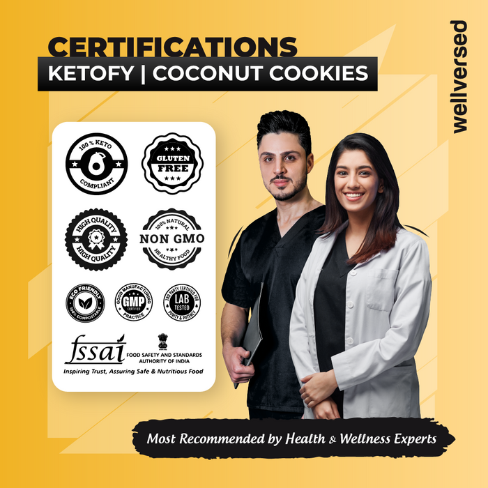 Ketofy - Coconut Cookies (2*200g) | Ultra Low Carbs | Zero Sugar & Gluten Free | For Weight Management | Tasty & Crunchy | Healthy Snacks | Keto Snacks