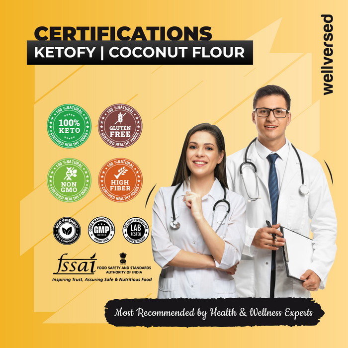 Ketofy - Coconut Flour (2*1kg) | 2.1g Net Carbs Per Serving | Gluten Free Atta | Easy to Use | Keto Coconut Flour for Baking & Making Flat Breads