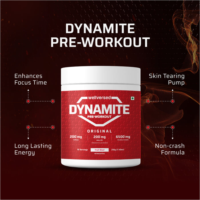 Dynamite Pre-workout (15 Servings, Fruit Blast) + YouWeFit Triple Strength Fish Oil (60 Capsules) | Power & Recovery | For Men & Women