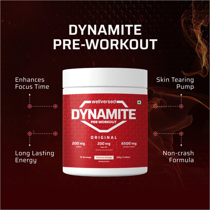 Dynamite Pre-workout (15 Servings, Valencia Orange) + YouWeFit Triple Strength Fish Oil (30 Capsules) | Power & Recovery | For Men & Women