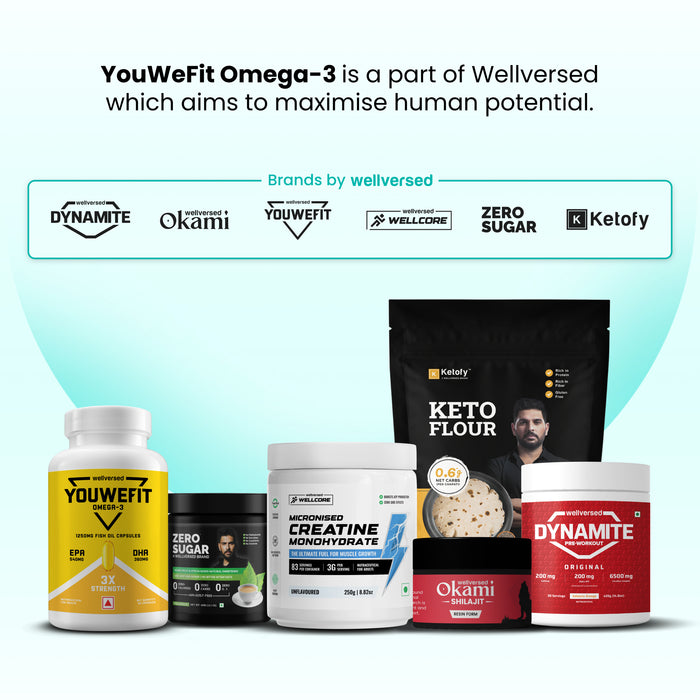 YouWeFit Omega-3 Fish Oil (90 Capsules), 1250mg