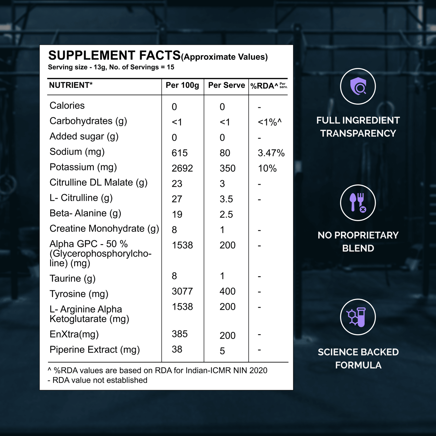 Wellcore Warrior Pre Workout Supplement (195g, 15 Servings) Valenc