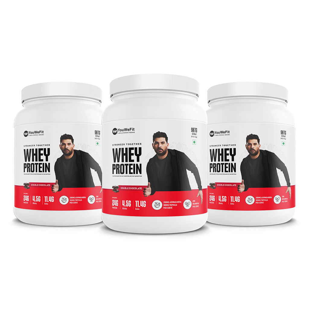 New & Improved -YouWeFit - Whey Protein (3X2lbs/ 907g) | 24g Protein, 4.5g BCAA | Easily Digestible | Protein Powder for Men and Women | Chocolate